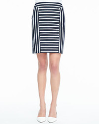White and Black Vertical Striped Pencil Skirt