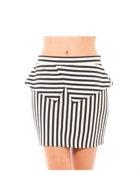 G2 Fashion Square Vertical Striped Peplum Skirt
