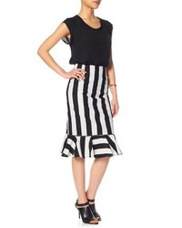 Klen Monochrome Cotton Zip Peplum Skirt
