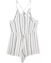 White and Black Vertical Striped Playsuit