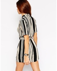 Asos Petite Romper In Stripe With Wrap Front