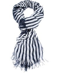White and Black Vertical Striped Scarf