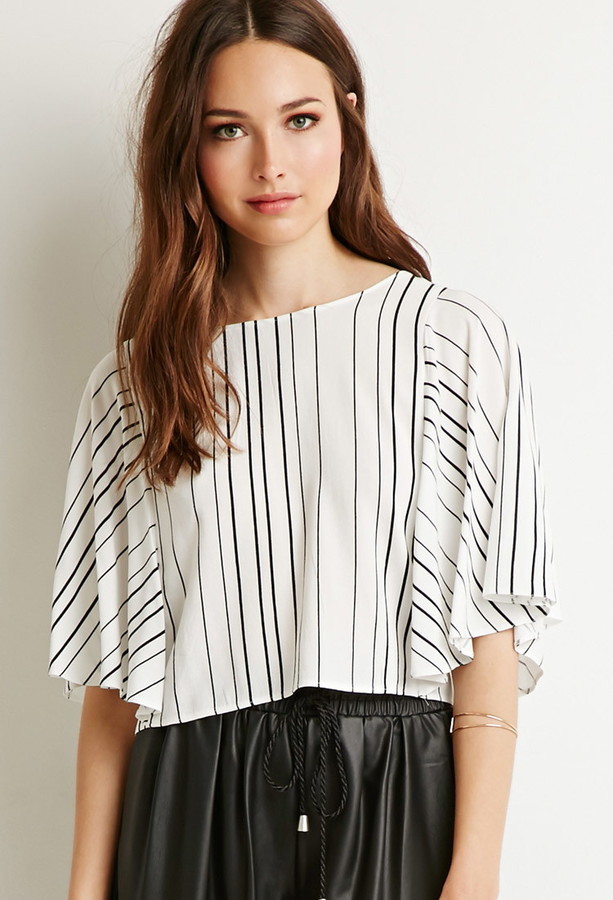 black and white striped blouse forever 21