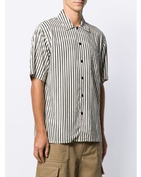 Ami Paris Striped Camp Collar Short Sleeve Shirt