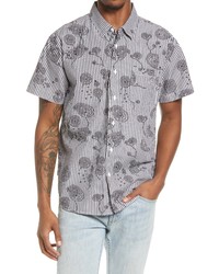 Obey Undertone Print Short Sleeve Button Up Shirt In Black Mult At Nordstrom