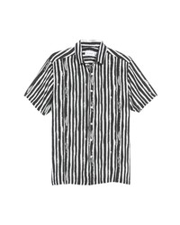 Topman Watercolor Stripe Short Sleeve Button Up Shirt