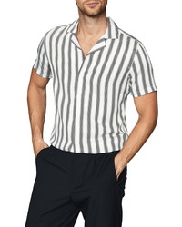 Reiss Zint Stripe Short Sleeve Button Up Camp Shirt