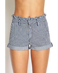 Forever 21 Ruffled Stripe Denim Shorts