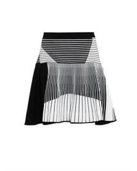 White and Black Vertical Striped Skater Skirt