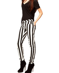 Choies Black And White Stripes Pants