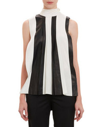 White and Black Vertical Striped Sleeveless Top