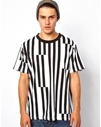 White and Black Vertical Striped T-shirt