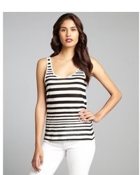 French Connection Black And White Striped Cotton Tank Top