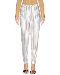 White and Black Vertical Striped Tapered Pants