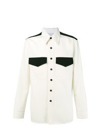 White and Black Wool Long Sleeve Shirt