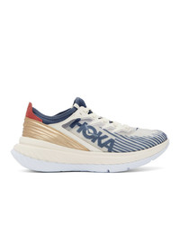 Hoka One One Off White And Blue Carbon X Spe Sneakers