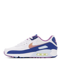 Nike White And Blue Air Max 90 Se Sneakers