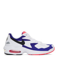 Nike White And Blue Air Max2 Light Sneakers