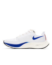Nike White And Blue Air Zoom Pegasus 37 Sneakers