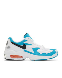 Nike White And Blue Max2 Light Sneakers
