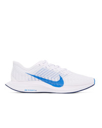 Nike White And Blue Zoom Pegasus Turbo 2 Sneakers