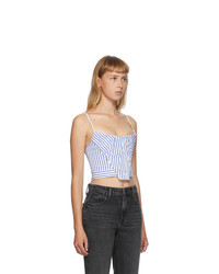 Alexander Wang Blue And White Stripe Tucked Bustier Tank Top