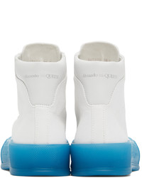 Alexander McQueen White Blue Deck Plimsoll High Top Sneakers