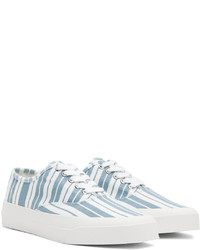 MAISON KITSUNÉ Blue White Canvas Laced Sneakers