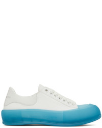 Alexander McQueen White Blue Deck Plimsoll Low Sneakers