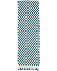 White and Blue Check Scarf