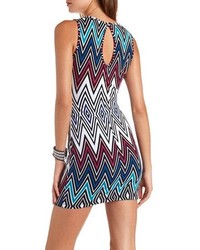 Charlotte Russe Geo Print Mesh Cut Out Bodycon Dress