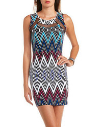 Charlotte Russe Geo Print Mesh Cut Out Bodycon Dress