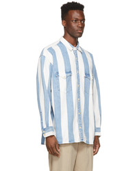Levi's Blue White Denim Stripe Oversized Barstow Shirt