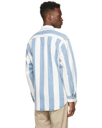 Levi's Blue White Denim Stripe Oversized Barstow Shirt