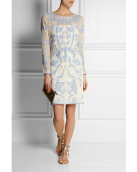ALICE by Temperley Clover Embroidered Cotton Mesh Mini Dress