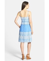 Tory Burch Tiara Embroidered Cotton A Line Dress