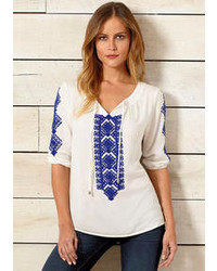 Alloy Milly Embroidered Peasant Blouse