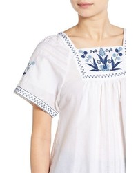 Madewell Embroidered Short Sleeve Peasant Top Size X Small White