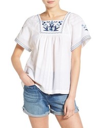 Madewell Embroidered Short Sleeve Peasant Top Size X Small White