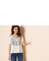 Garage Embroidered Short Sleeve Peasant Top