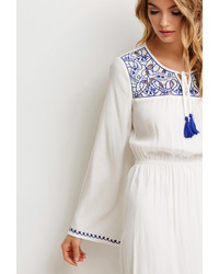 white embroidered peasant dress