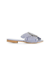 White and Blue Flat Sandals