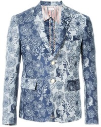 White and Blue Floral Blazer
