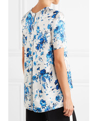 Adam Lippes Floral Print Hammered Silk Top