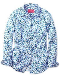 Charles Tyrwhitt Semi Fitted Floral Print Blue Shirt