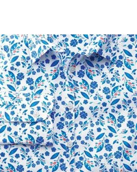 Charles Tyrwhitt Semi Fitted Floral Print Blue Shirt