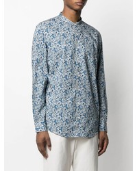 Massimo Alba Floral Pattern Grandad Collar Shirt