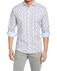 Brax Harold Flex Floral Button Up Shirt In White At Nordstrom