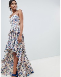 ASOS DESIGN High Low Maxi Dress In Grid Floral