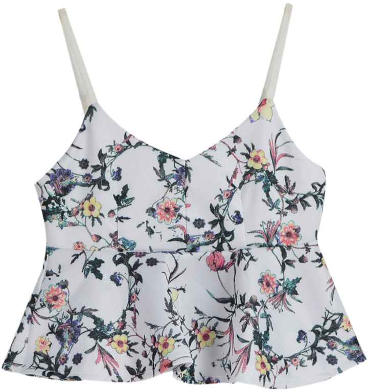 white floral peplum top